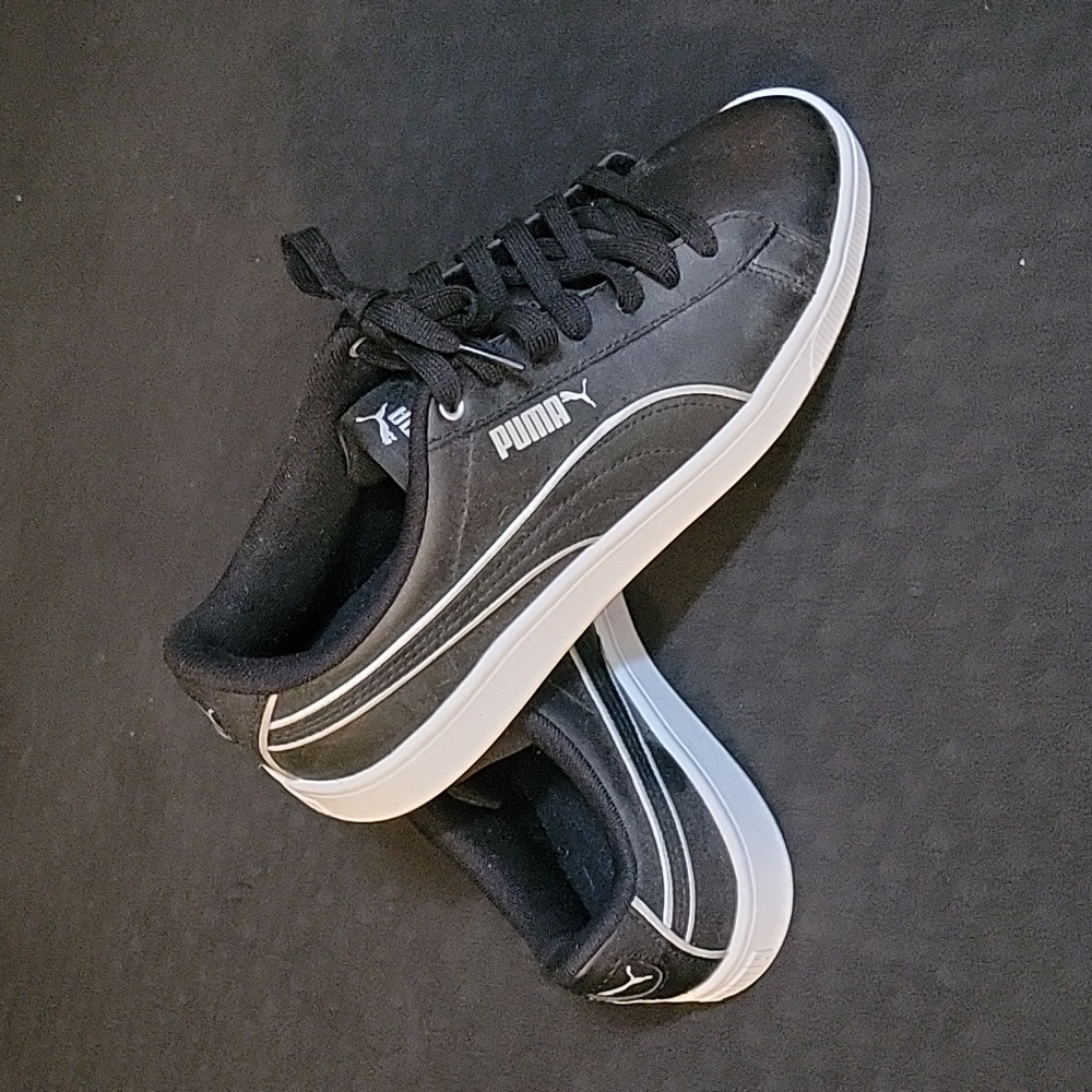 Puma Black and White Low-Top Athletic Sneakers
